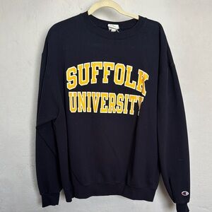 Champion Black Crewneck Suffolk University Sweater
